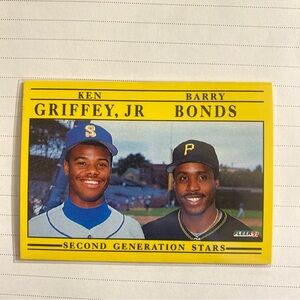 Fleer 91 Baseball Card - Second Generation Stars Ken Griffey JR. Barry Bonds.